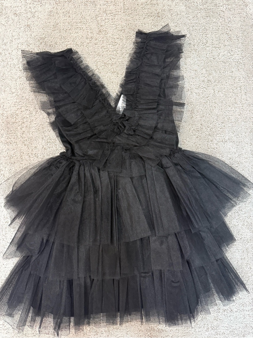 Mable Black Tiered Tulle Ruffle Dress